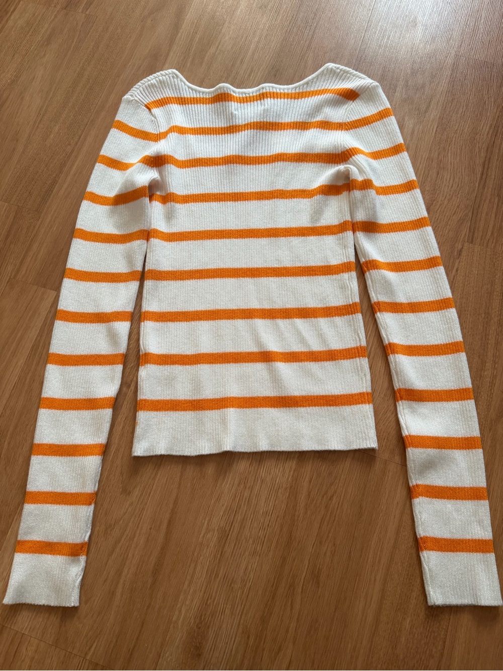 Pink Rose Cream and Orange Striped Long Sleeve Top - Picture 3 of 3